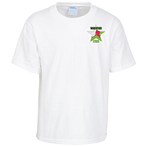 Soft Spun Cotton T-Shirt - Youth - White - Embroidered Main Image