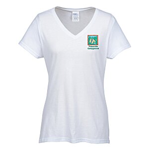 Team Favorite Blended V-Neck T-Shirt - Ladies' - White - Embroidered Main Image