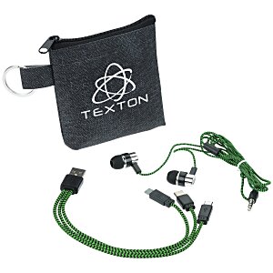 Textured Charging Cable and Ear Bud Pouch Main Image