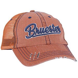 Mega Herringbone Contrast Stitch Cap - 3D Puff Embroidery Main Image