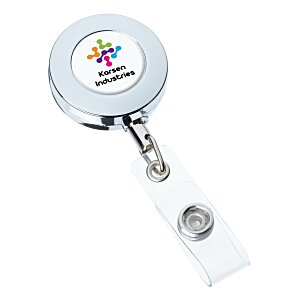 Domed Metal Retractable Badge Holder with Slip Clip Main Image