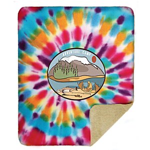 Full Color Sherpa Lined Throw Blanket - Tie-Dye Main Image
