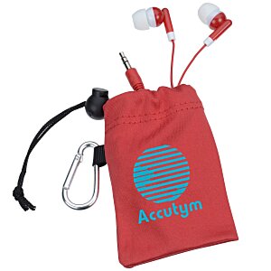 Microfiber Pouch with Colorful Ear Buds Main Image