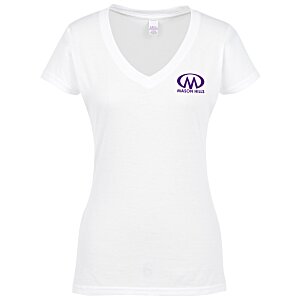 Tultex Polyester Blend V-Neck T-Shirt - Ladies' - White Main Image