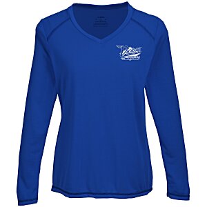 Augusta Super Soft-Spun Poly V-Neck Long Sleeve T-Shirt - Ladies' Main Image