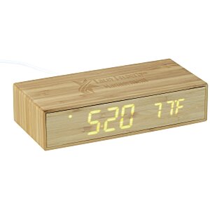 Bamboo Wireless Charging Desk Clock Main Image