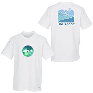 Life is Good Crusher Tee - Men's - Full Color - White - Mountains Main Image