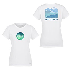 Life is Good Crusher Tee - Ladies' - Full Color - White - Mountains Main Image