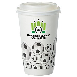 Soccer Full Color Insulated Paper Cup with Lid - 16 oz. Main Image