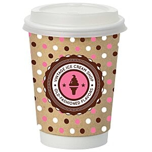 Full Color Insulated Paper Cup with Lid - 12 oz. - Natural Main Image