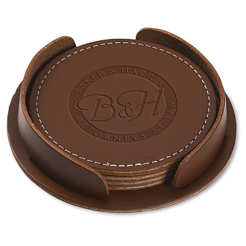 Leather 4-Piece Coaster Set Main Image