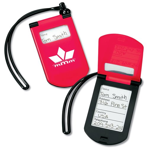 Plastic Flip Luggage Tag with Strap Main Image