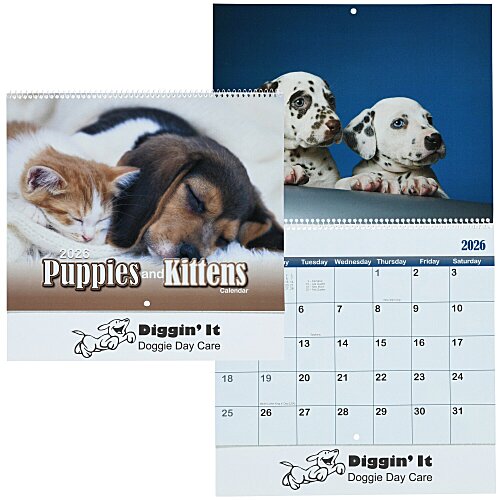 Paws - Puppies & Kittens Calendar - Spiral Main Image