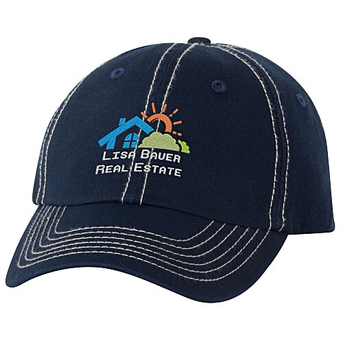 Cotton Washed Cap - Contrast Stitching - Embroidered Main Image