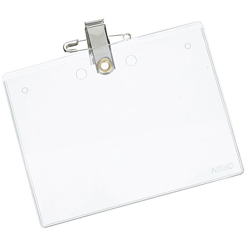 Clear Vinyl Badge Holder with Pin and Bulldog Clip Main Image