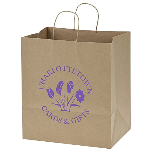Kraft Paper Brown Shopping Bag - 15 1/2 inches x 14 inches Main Image