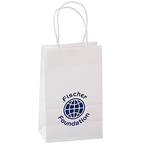Kraft Paper White Shopping Bag - 8-1/4" x 6" Main Image