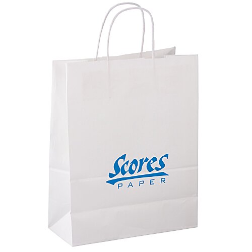Kraft Paper White Shopping Bag - 13" x 10" Main Image