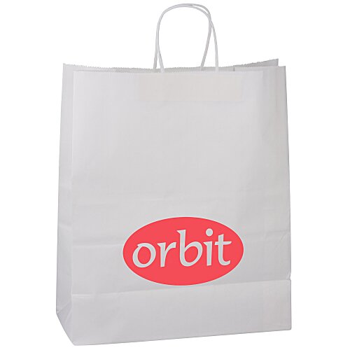 Kraft Paper White Shopping Bag - 15-3/4" x 13" Main Image