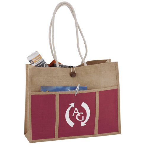 Jute Panel Pocket Tote Main Image