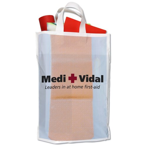 Oxo-Biodegradable Soft Loop Handle Bag - 15" x 11" - Full Color Main Image