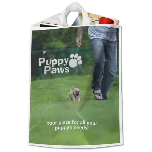 Oxo-Biodegradable Soft Loop Handle Bag - 18" x 15" - Full Color Main Image