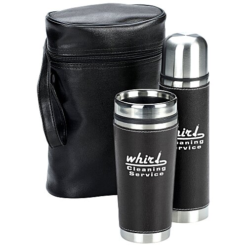 Leatherette Tumbler/Vacuum Bottle Set - Screen Main Image