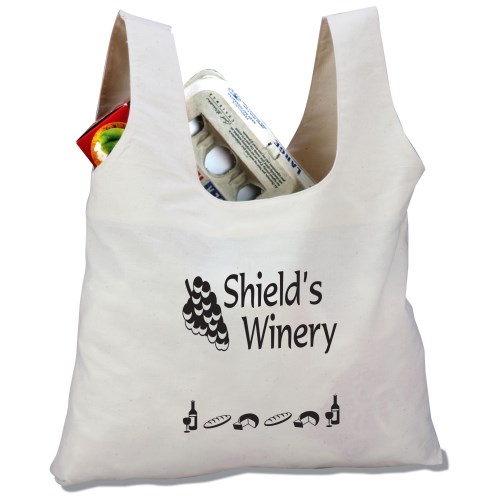 Classic Cotton 6 oz. Foldable Shopping Tote - Market Design Main Image
