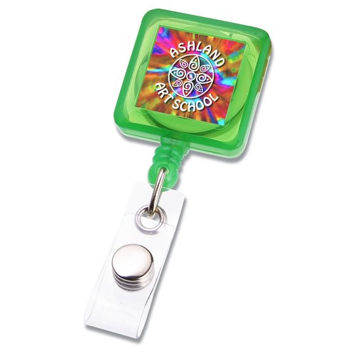 Square Shaped Retractable Badge Holder - Translucent - OVERSTOCK Main Image