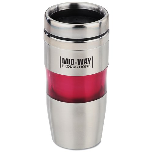 Stainless/Acrylic Banded Tumbler w/Stainless Lid - 16 oz. Main Image