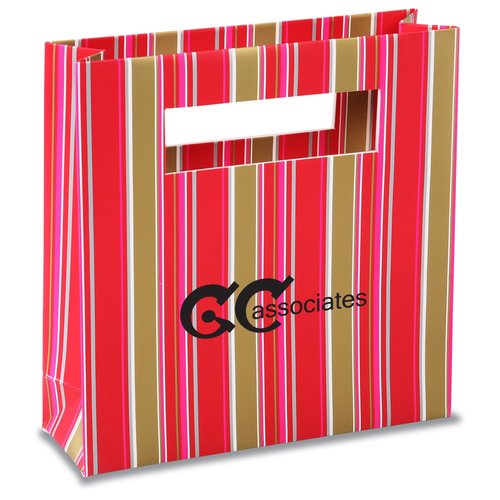 Rectangle Handle Gift Bag - 8" x 8" - Fuchsia Stripe Main Image