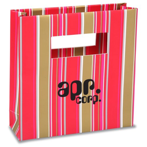 Rectangle Handle Gift Bag - 5-3/4" x 5-3/4" - Fuchsia Stripe Main Image