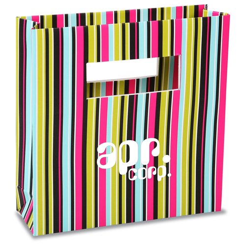 Rectangle Handle Gift Bag - 5-3/4" x 5-3/4" - Green Stripe Main Image