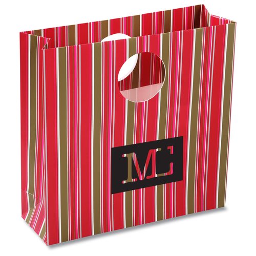 Round Handle Gift Bag - Fuchsia Stripe Main Image