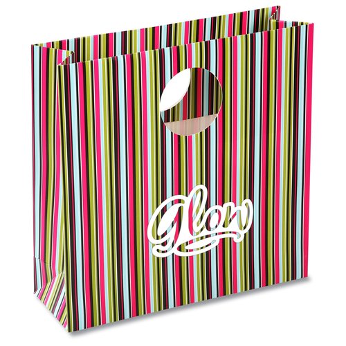 Round Handle Gift Bag - Green Stripe Main Image