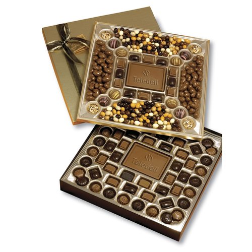 2-Tier Chocolate Treat Box - Happy Holidays & Snowflake Main Image