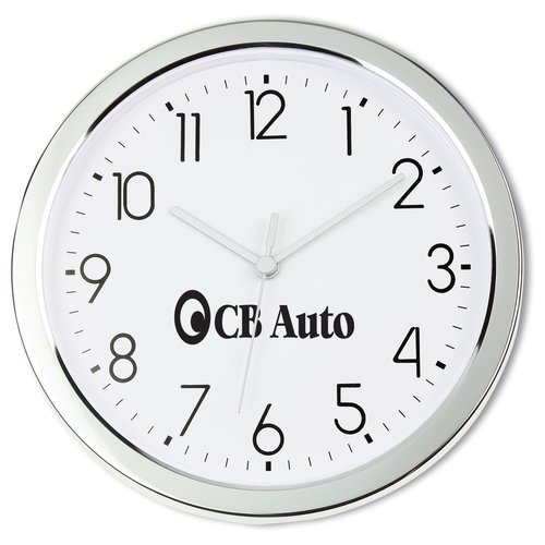 Shiny Chrome Wall Clock - 11" Main Image