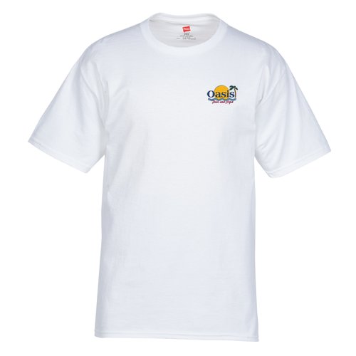 Hanes Tagless 6.1 oz. T-Shirt - Embroidered - White Main Image