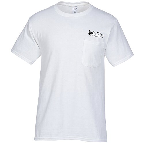 Hanes Authentic Pocket T-Shirt - Screen - White Main Image