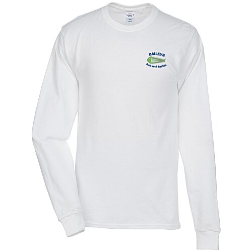 Hanes Authentic LS T-Shirt - Embroidered - White Main Image