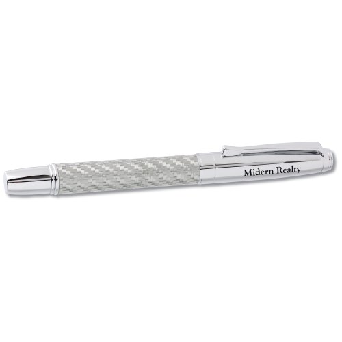 Silver Carbon Fiber Metal Pen - Rollerball Main Image
