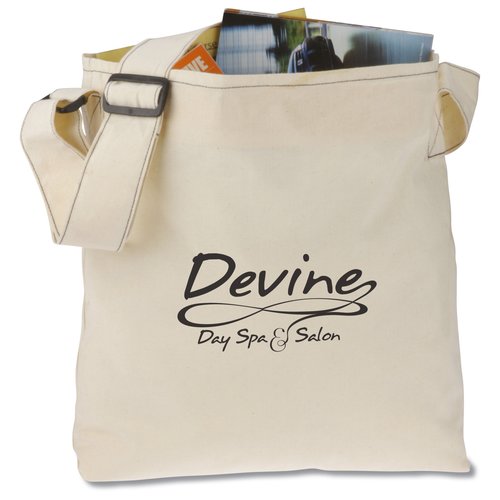 Contrast Stitch Sling Tote - Natural Main Image