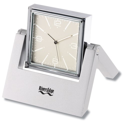 In-Line Rotating Silver Clock and Photo Frame Main Image
