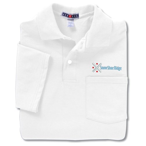 Jerzees Spotshield Jersey Shirt w/Pocket - White Main Image
