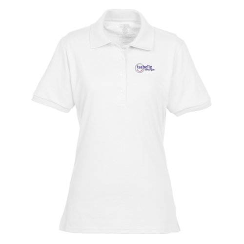 Jerzees Spotshield Button Jersey Shirt- Ladies'- White Main Image