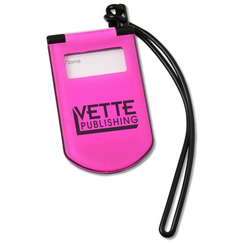Plastic Flip Luggage Tag w/Strap - Closeout Colors Main Image
