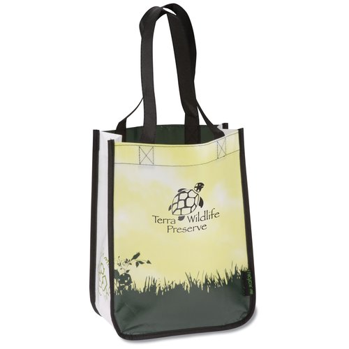 Laminated Polypropylene - 12" x 9" - Green Grass Tote Main Image