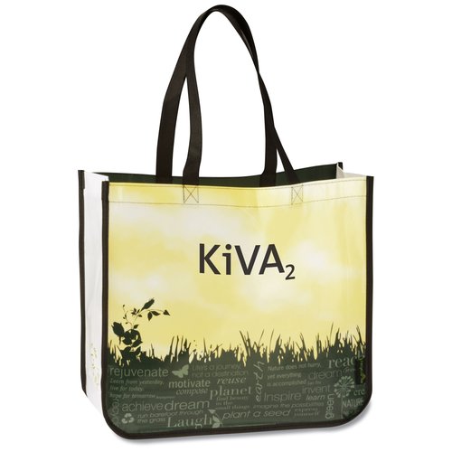 Laminated Polypropylene - 14" x 16" - Green Grass Tote Main Image