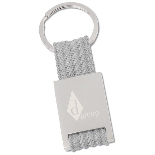 Pearl Nickel Rectangle Key Tag w/Fabric Strap Main Image