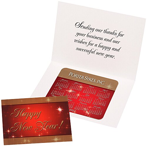 Greeting Card with Magnetic Calendar - Red & Gold New Year Main Image